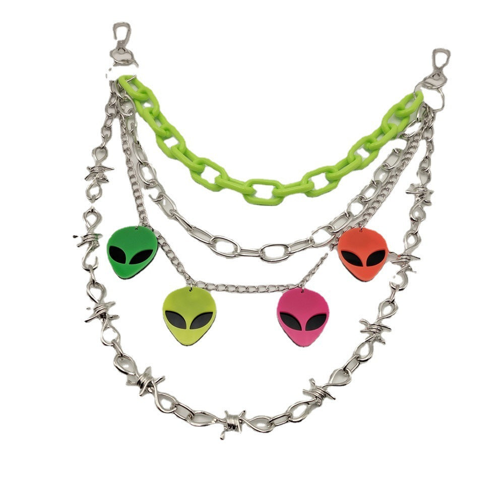 Fluorescent Alien Pendant Waist Chain – Multi-Season Cosmic Punk Vibe