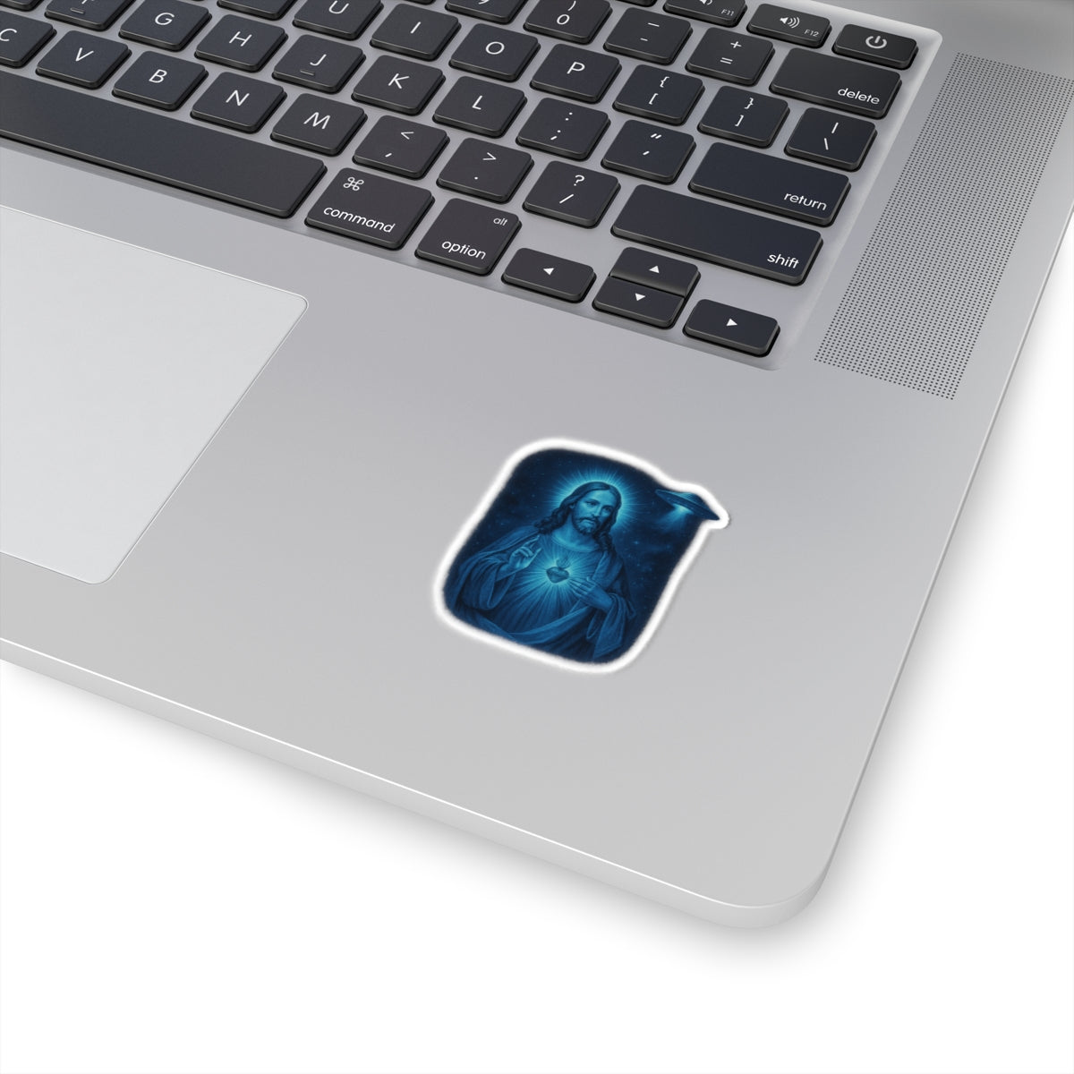 Galactic Jesus Kiss-Cut Stickers, Spiritual Decor, UFO Art, Cool Laptop Stickers, Religious Gifts, Outer Space Theme