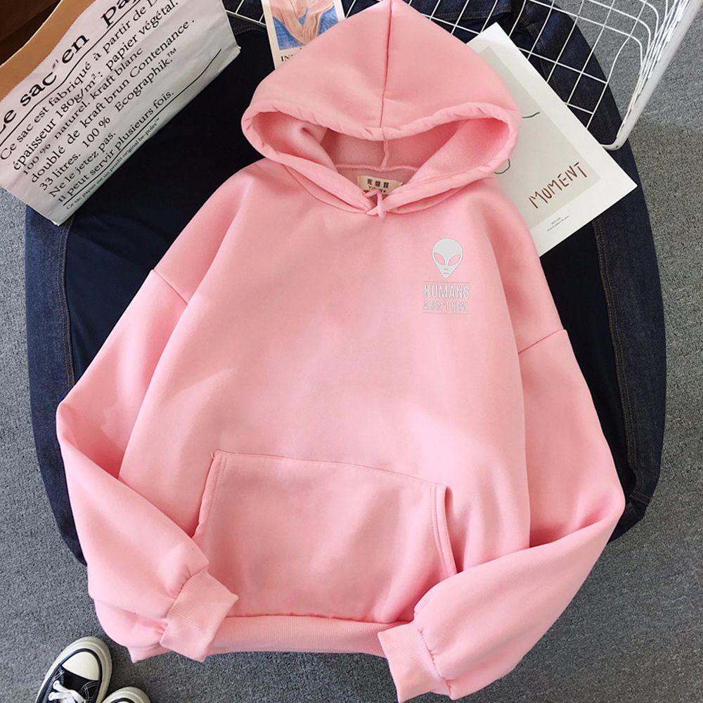 “Humans Aren’t Real” Sweatshirt — Classic Alien Head Streetwear