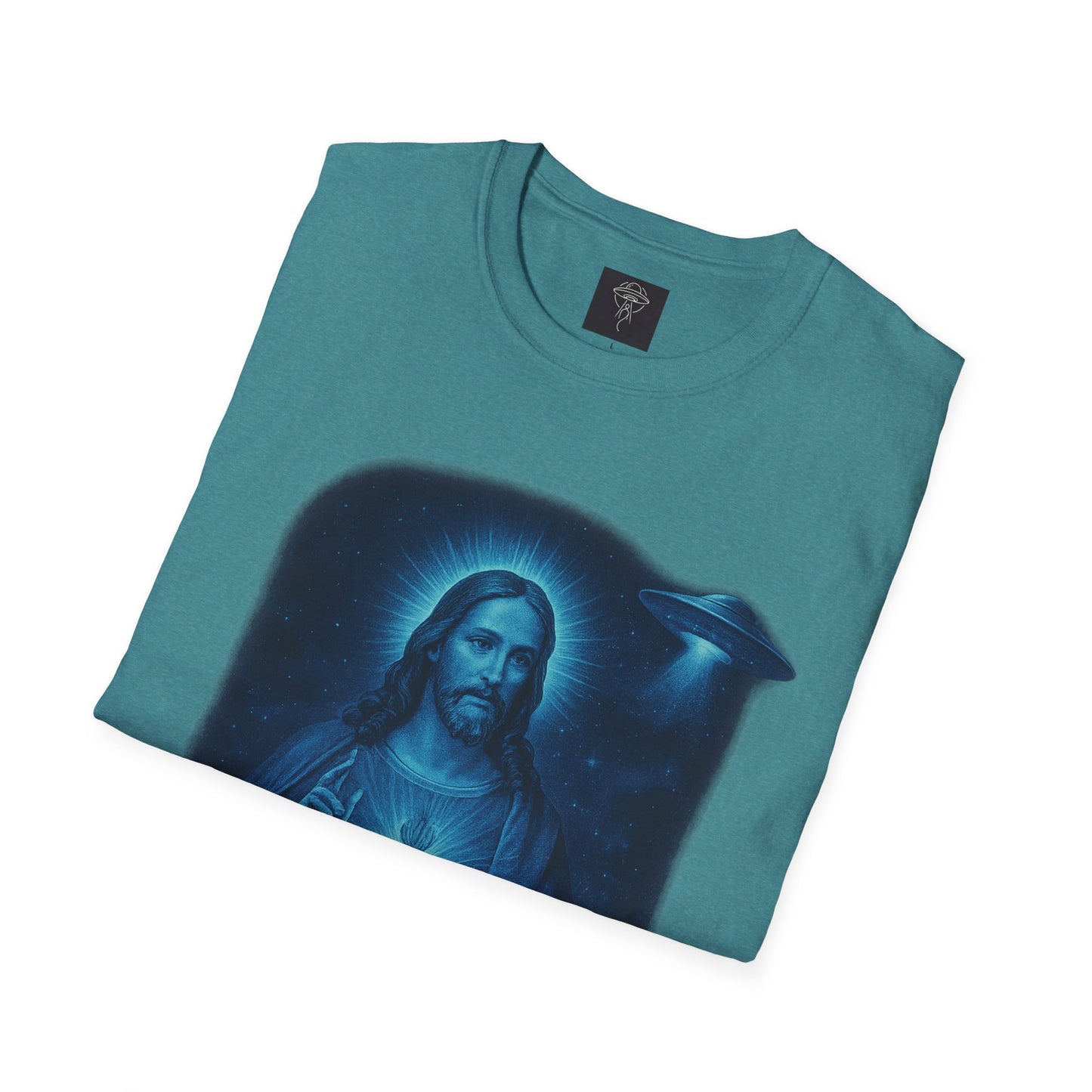 Sacred Glow Unisex T-Shirt, Spiritual Tee, Jesus Graphic Shirt, Inspirational Apparel, Christian Gift, Casual Wear, UFO