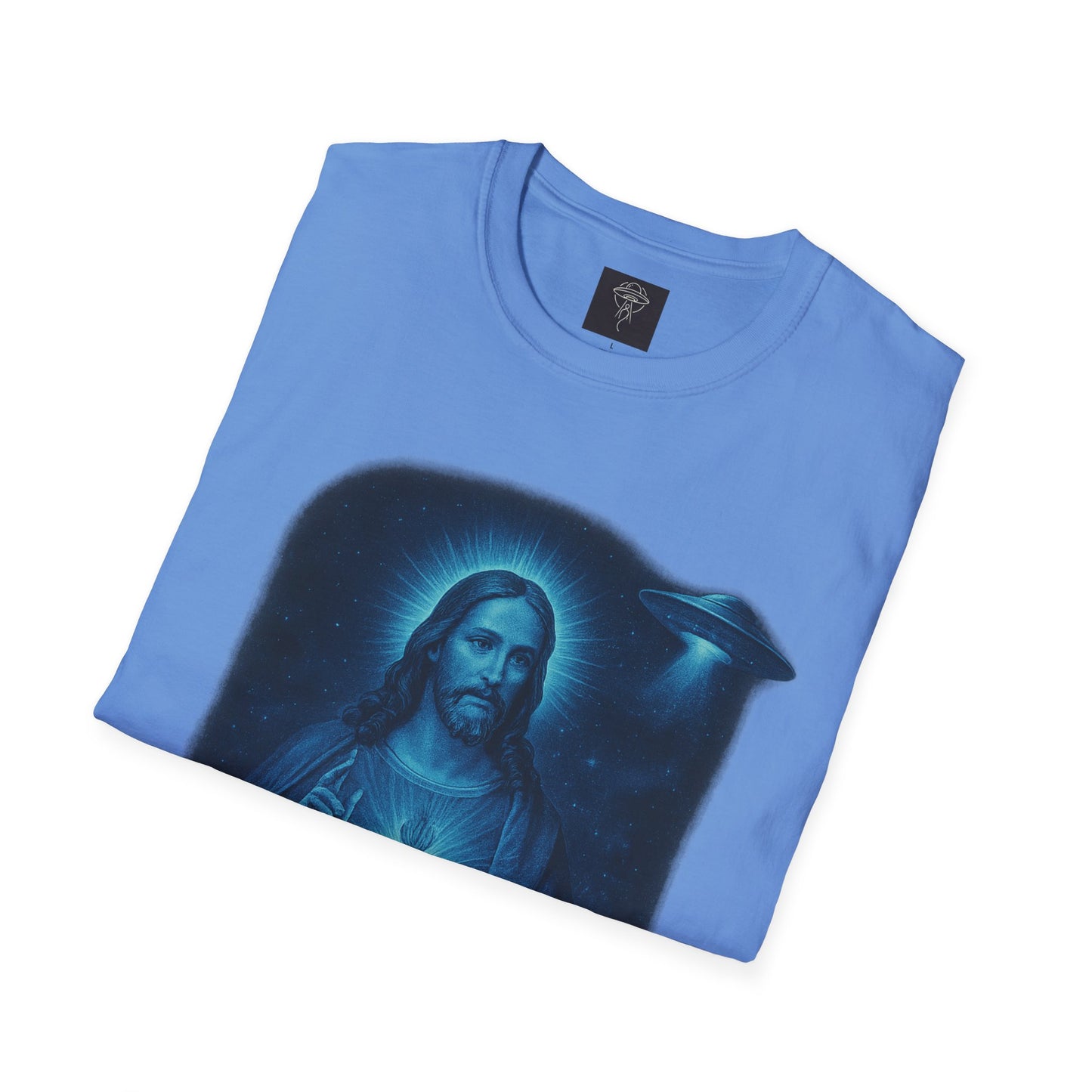 Sacred Glow Unisex T-Shirt, Spiritual Tee, Jesus Graphic Shirt, Inspirational Apparel, Christian Gift, Casual Wear, UFO