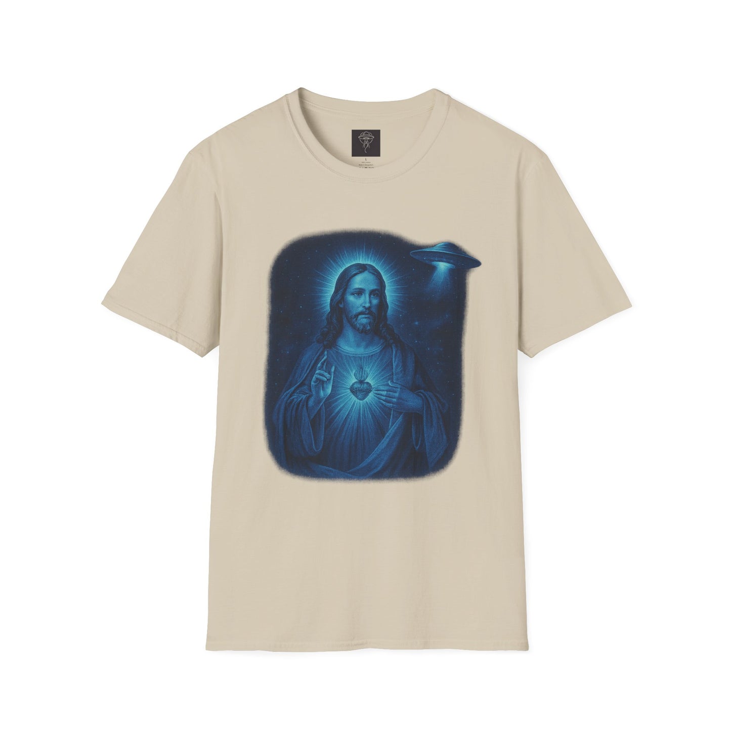 Sacred Glow Unisex T-Shirt, Spiritual Tee, Jesus Graphic Shirt, Inspirational Apparel, Christian Gift, Casual Wear, UFO