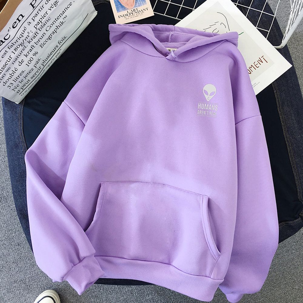 “Humans Aren’t Real” Sweatshirt — Classic Alien Head Streetwear