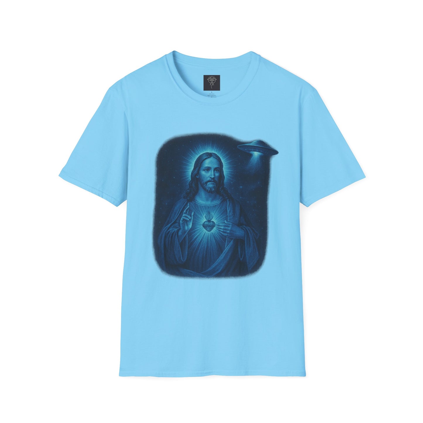 Sacred Glow Unisex T-Shirt, Spiritual Tee, Jesus Graphic Shirt, Inspirational Apparel, Christian Gift, Casual Wear, UFO