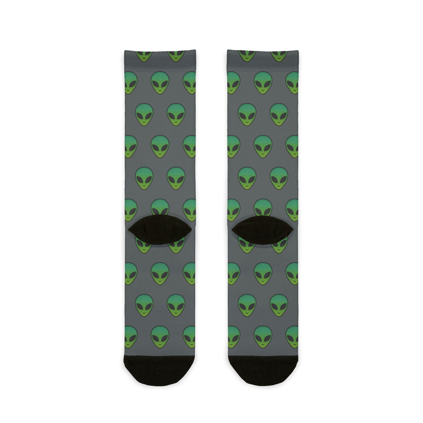 Alien Print Sublimation Crew Socks - Whimsical Socks for Sci-Fi Lovers, Unique Gifts for Holidays, Fun Fashion Accessories