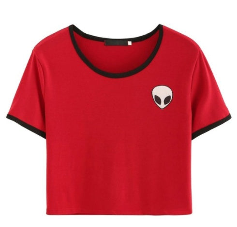 Classic Alien Head Crop Tee – Manches Courtes