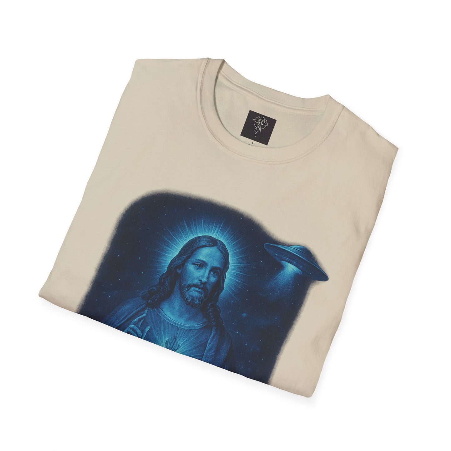 Sacred Glow Unisex T-Shirt, Spiritual Tee, Jesus Graphic Shirt, Inspirational Apparel, Christian Gift, Casual Wear, UFO