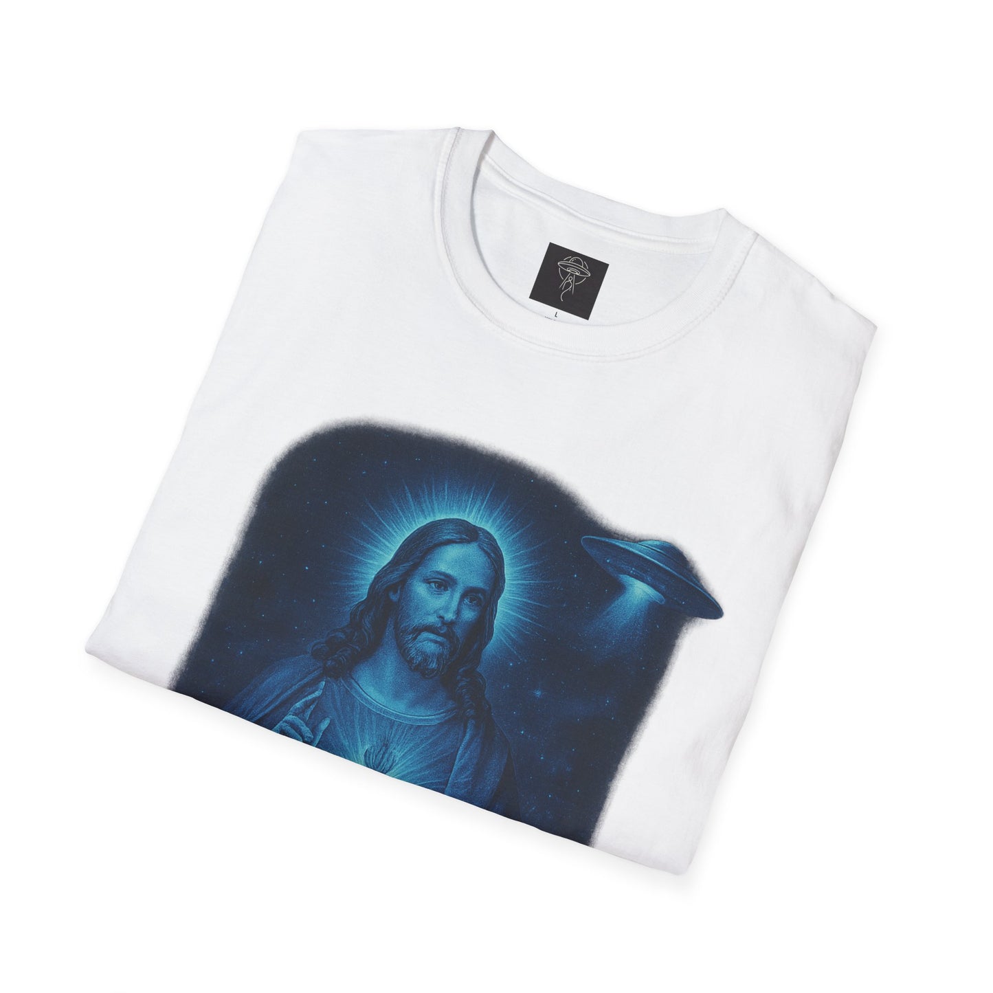 Sacred Glow Unisex T-Shirt, Spiritual Tee, Jesus Graphic Shirt, Inspirational Apparel, Christian Gift, Casual Wear, UFO