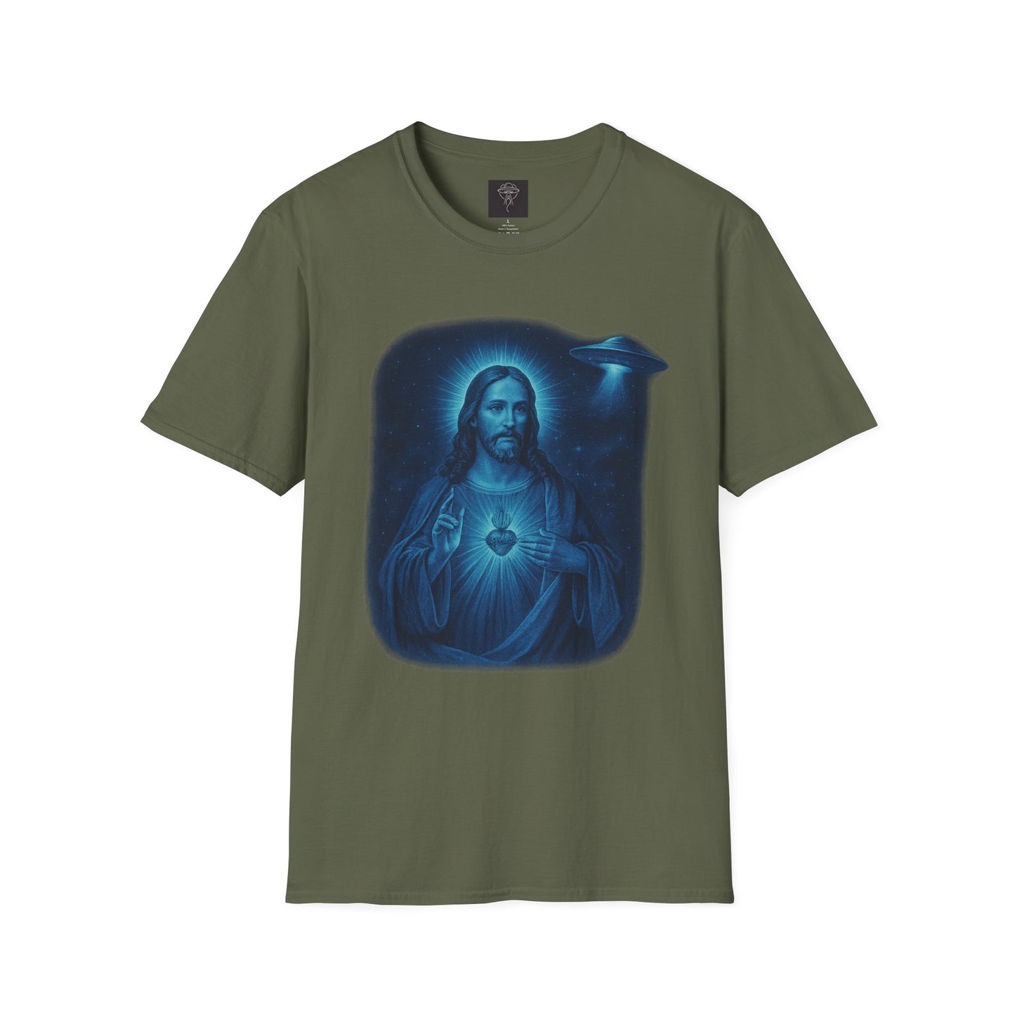 Sacred Glow Unisex T-Shirt, Spiritual Tee, Jesus Graphic Shirt, Inspirational Apparel, Christian Gift, Casual Wear, UFO