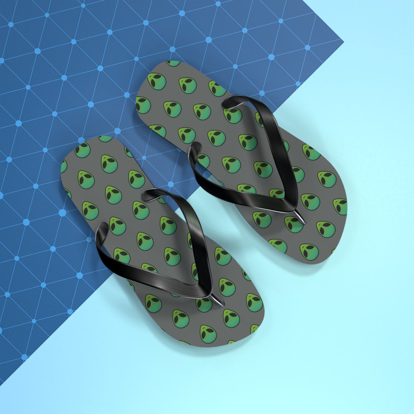 Alien Print Flip Flops, Summer Beach Sandals, Fun Footwear, Vacation Accessories, Unique Gift for UFO Lovers