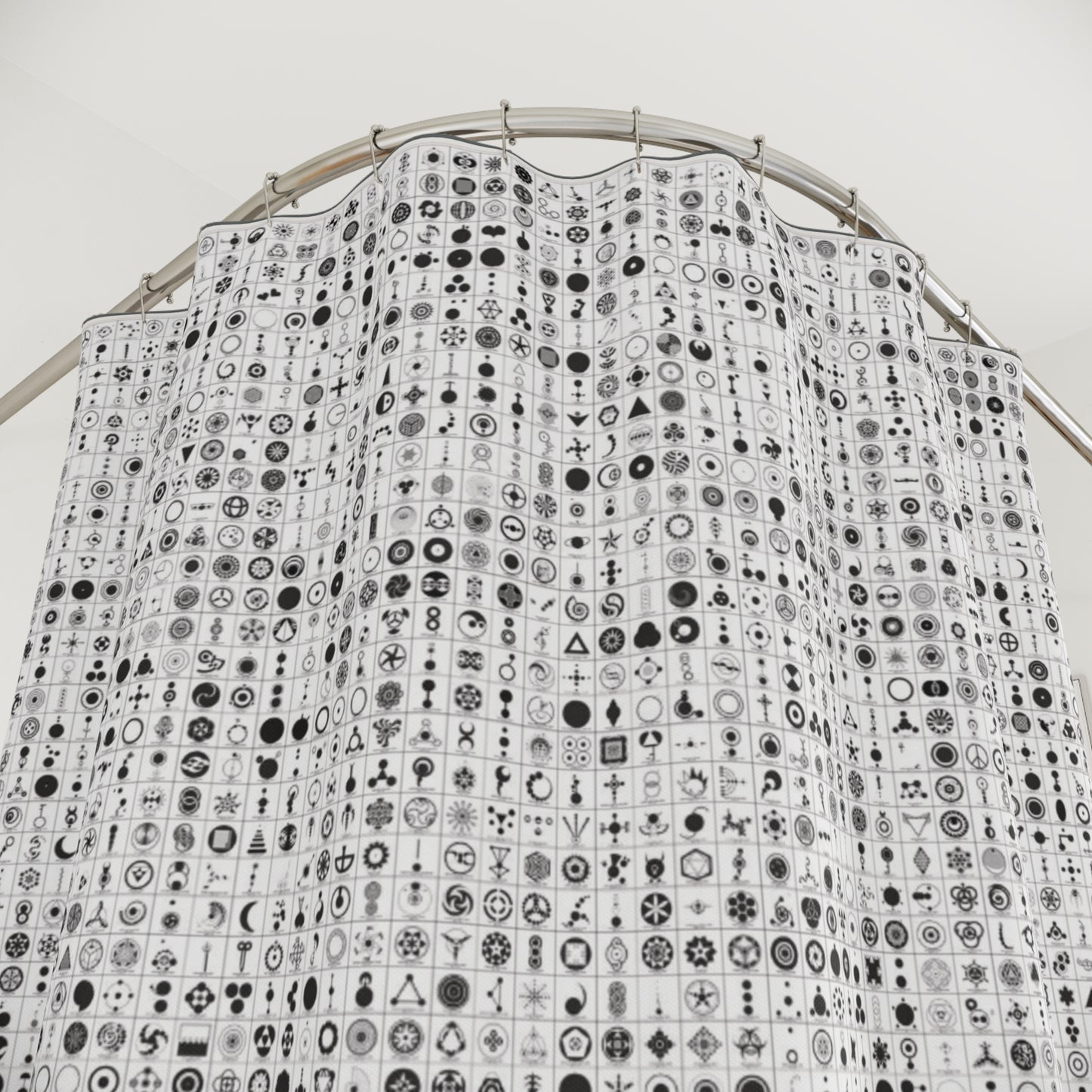 Crop Circles Chic Monochrome Shower Curtain for Modern Bathrooms, Decorative Bath Accessory, Stylish Home Decor, Unique Gift Idea