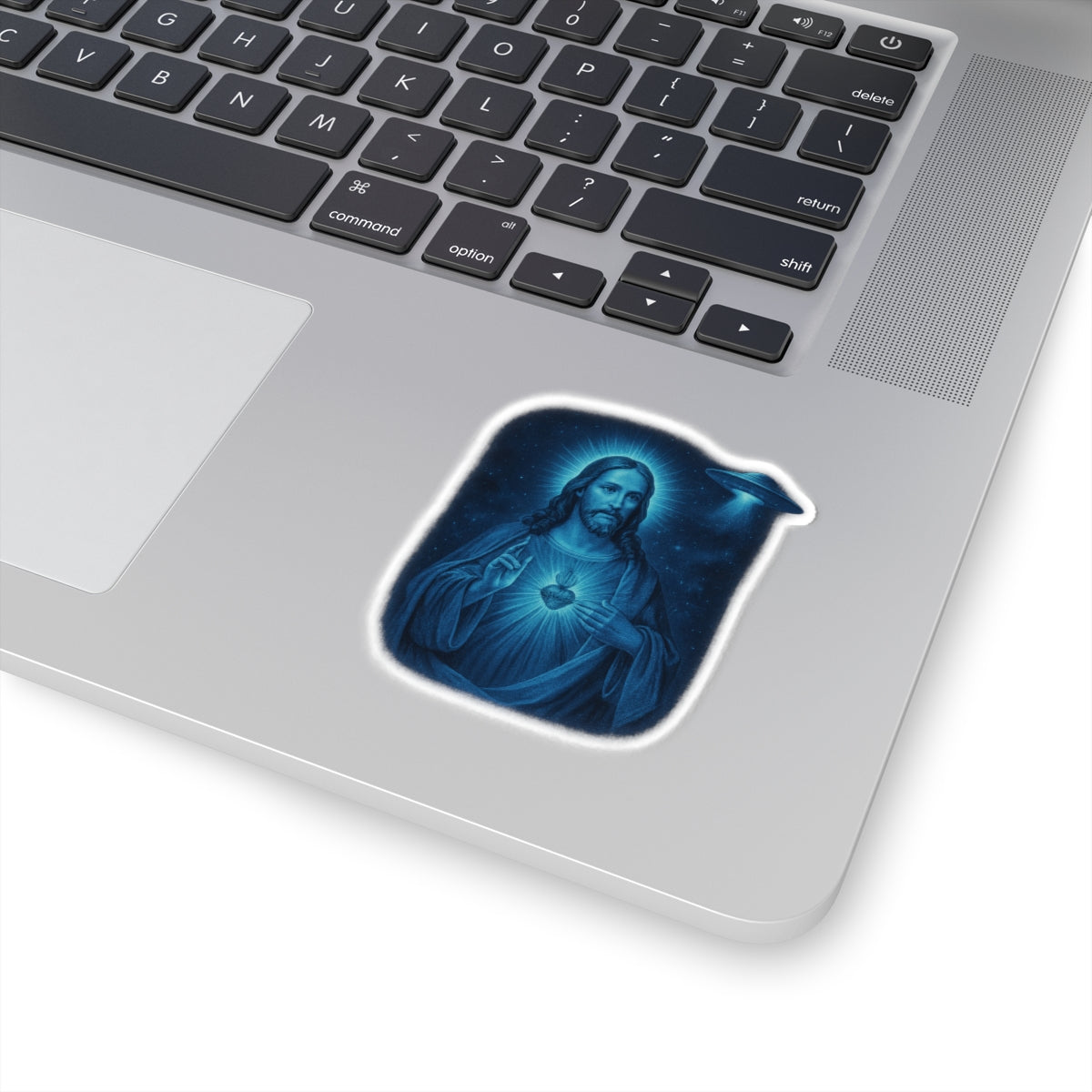 Galactic Jesus Kiss-Cut Stickers, Spiritual Decor, UFO Art, Cool Laptop Stickers, Religious Gifts, Outer Space Theme