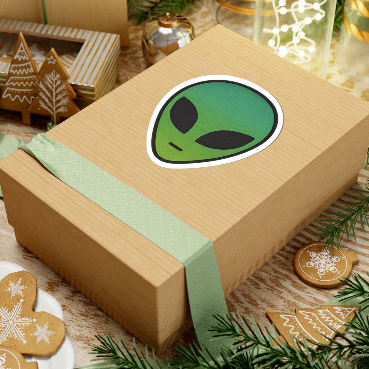 Alien Vibe Kiss-Cut Stickers - Whimsical Decor, Laptop Stickers, Cute Gift, Sci-Fi Lovers, Customizable Designs