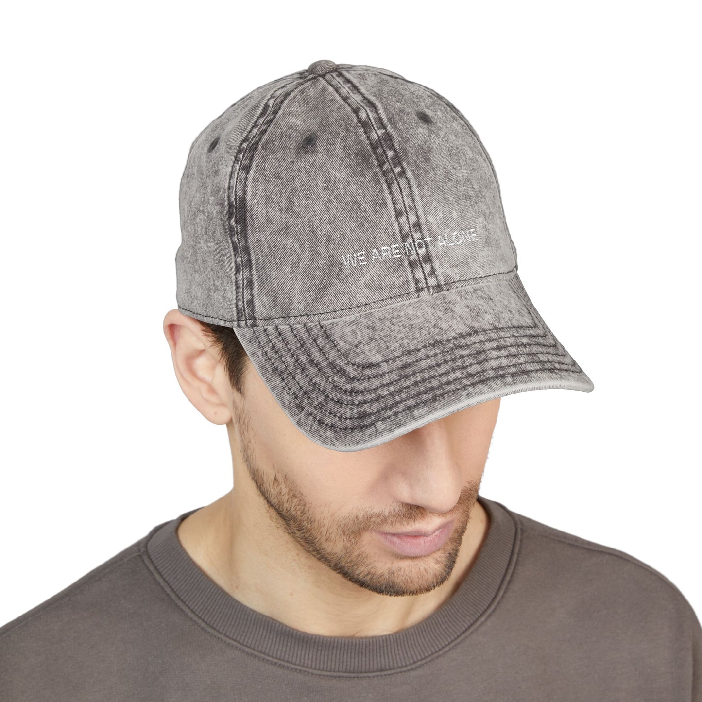 WE ARE NOT ALONE Distressed Hat