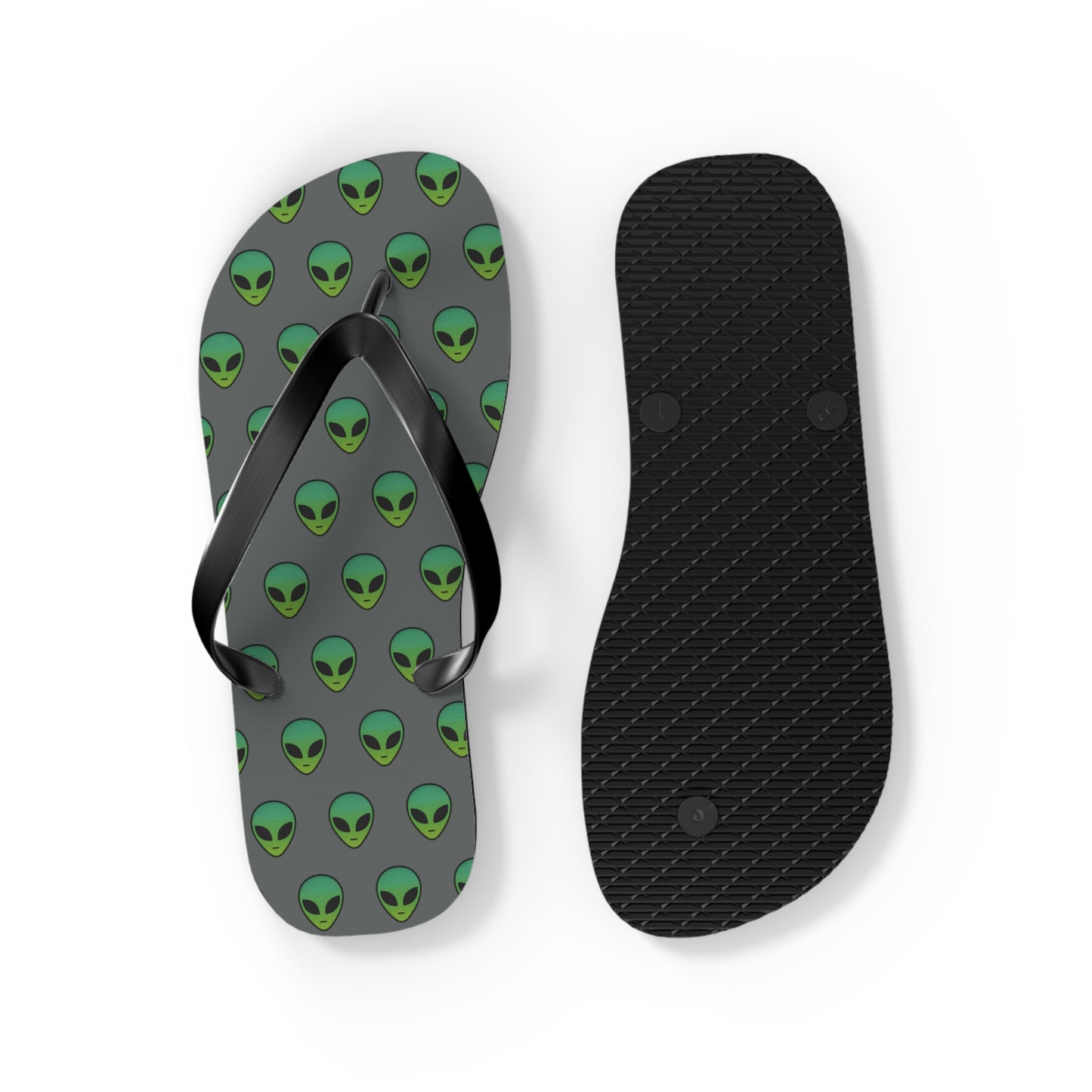 Alien Print Flip Flops, Summer Beach Sandals, Fun Footwear, Vacation Accessories, Unique Gift for UFO Lovers