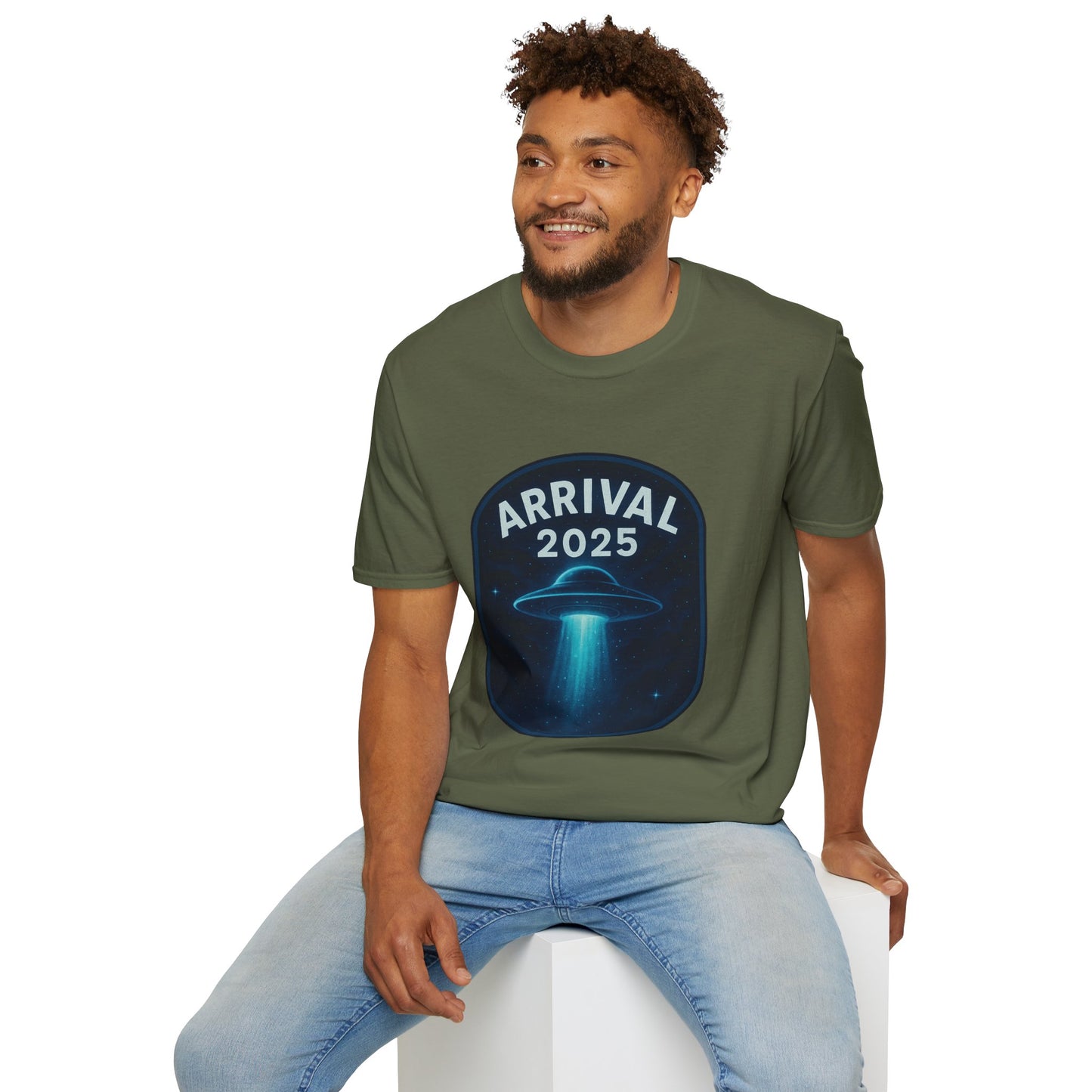 Unisex UFO Arrival 2025 T-Shirt, Funny Graphic Tee, Gift for Space Lovers, Sci-Fi Apparel, Alien Enthusiast Shirt, Casual Wear