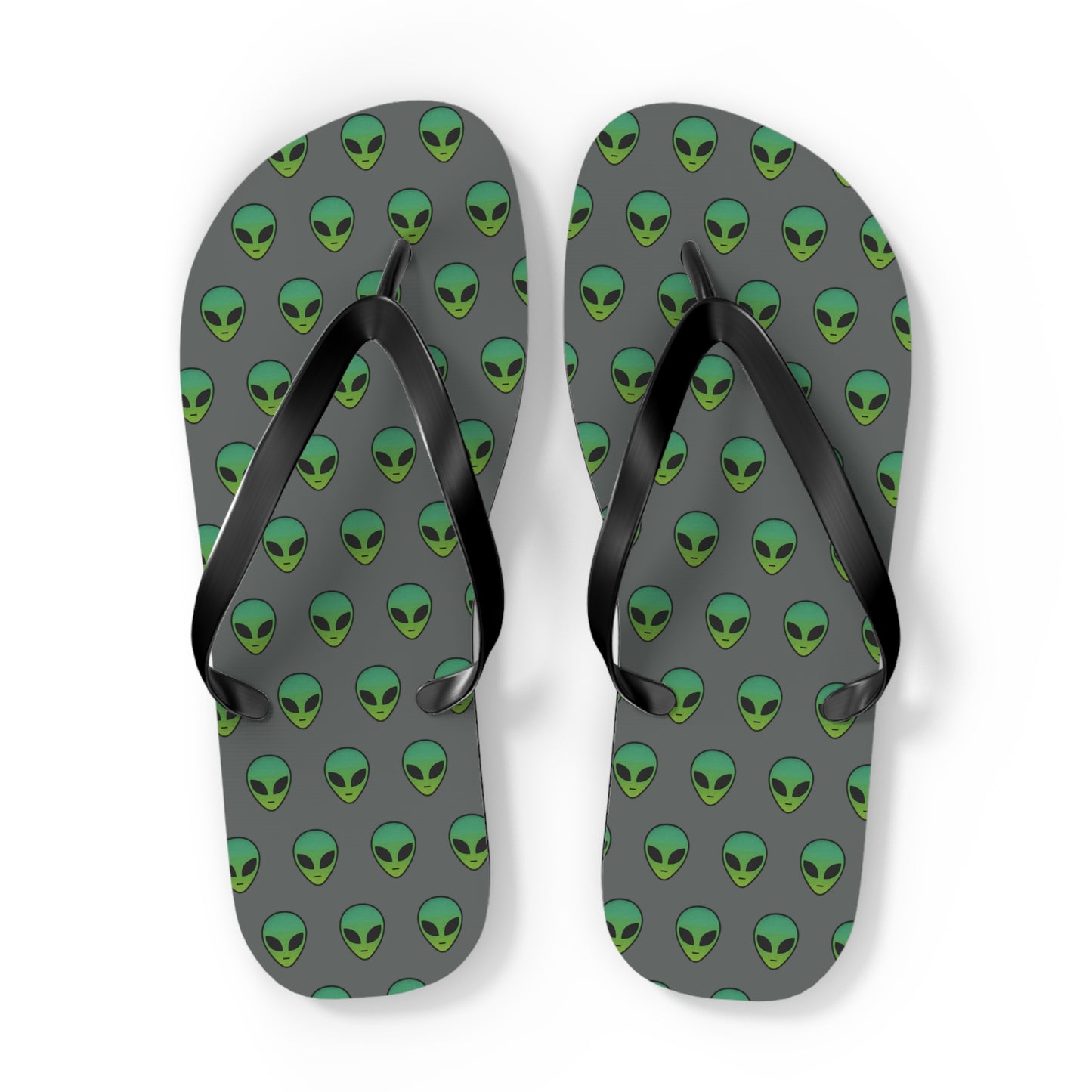 Alien Print Flip Flops, Summer Beach Sandals, Fun Footwear, Vacation Accessories, Unique Gift for UFO Lovers