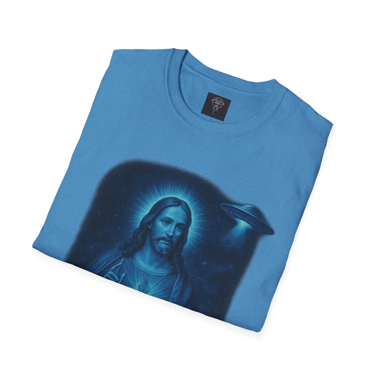 Sacred Glow Unisex T-Shirt, Spiritual Tee, Jesus Graphic Shirt, Inspirational Apparel, Christian Gift, Casual Wear, UFO