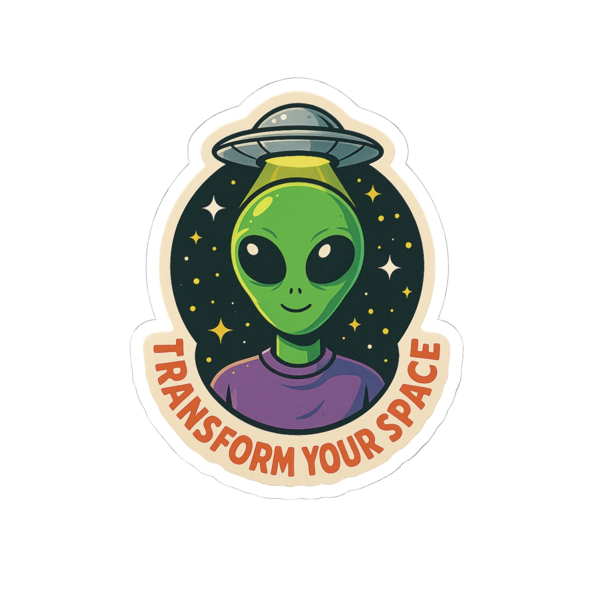 Transform Your Space | Alien Vinyl Sticker Available in 2", 3", 4", and 6" sizes | Square Glossy Kiss-Cut Sticker | Free Shipping