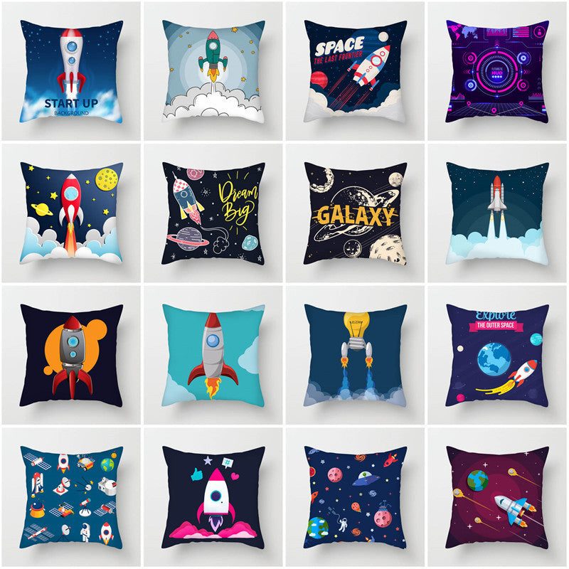 π Spaceship & Astronaut Pillow Cover β Comfort from the Cosmos