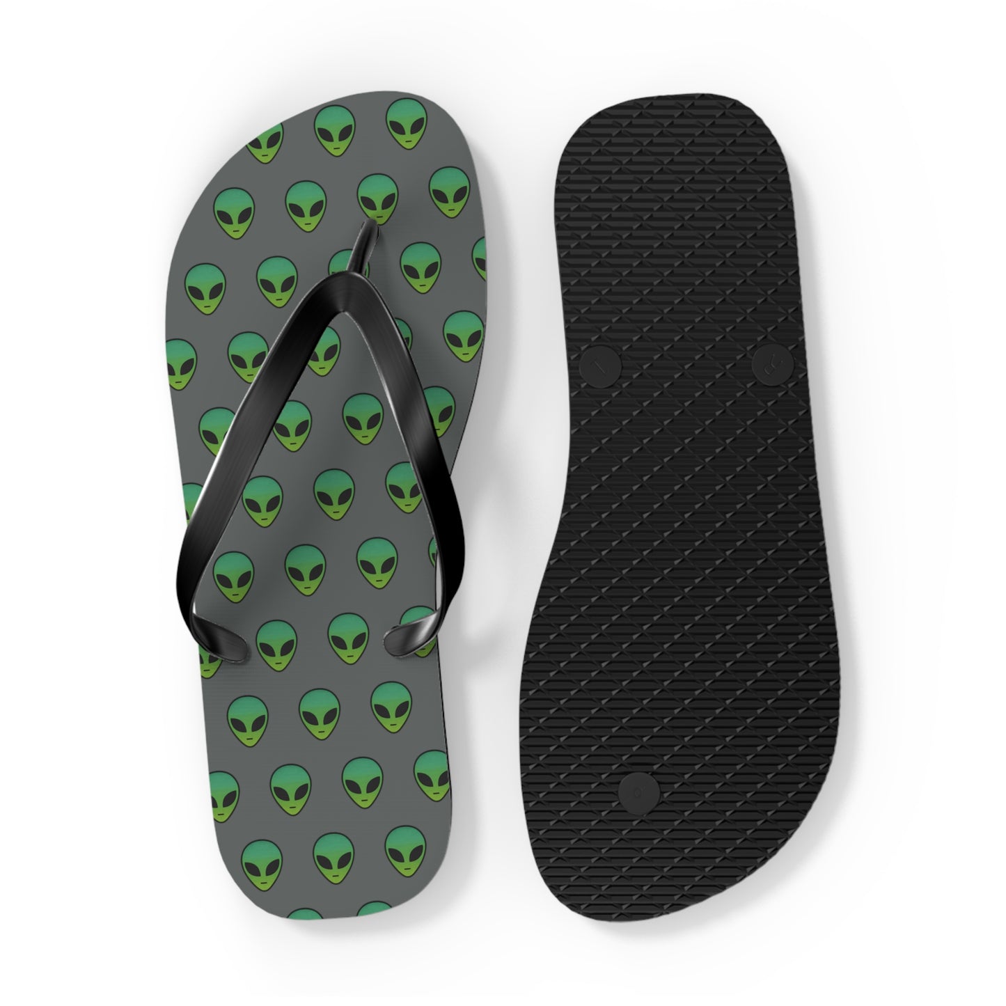 Alien Print Flip Flops, Summer Beach Sandals, Fun Footwear, Vacation Accessories, Unique Gift for UFO Lovers