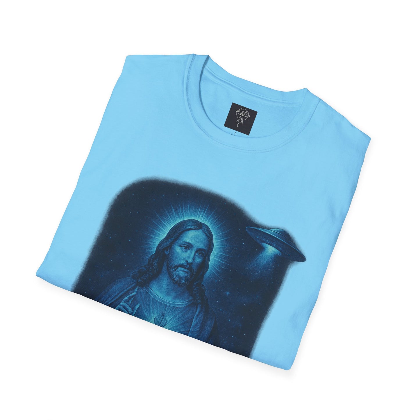 Sacred Glow Unisex T-Shirt, Spiritual Tee, Jesus Graphic Shirt, Inspirational Apparel, Christian Gift, Casual Wear, UFO