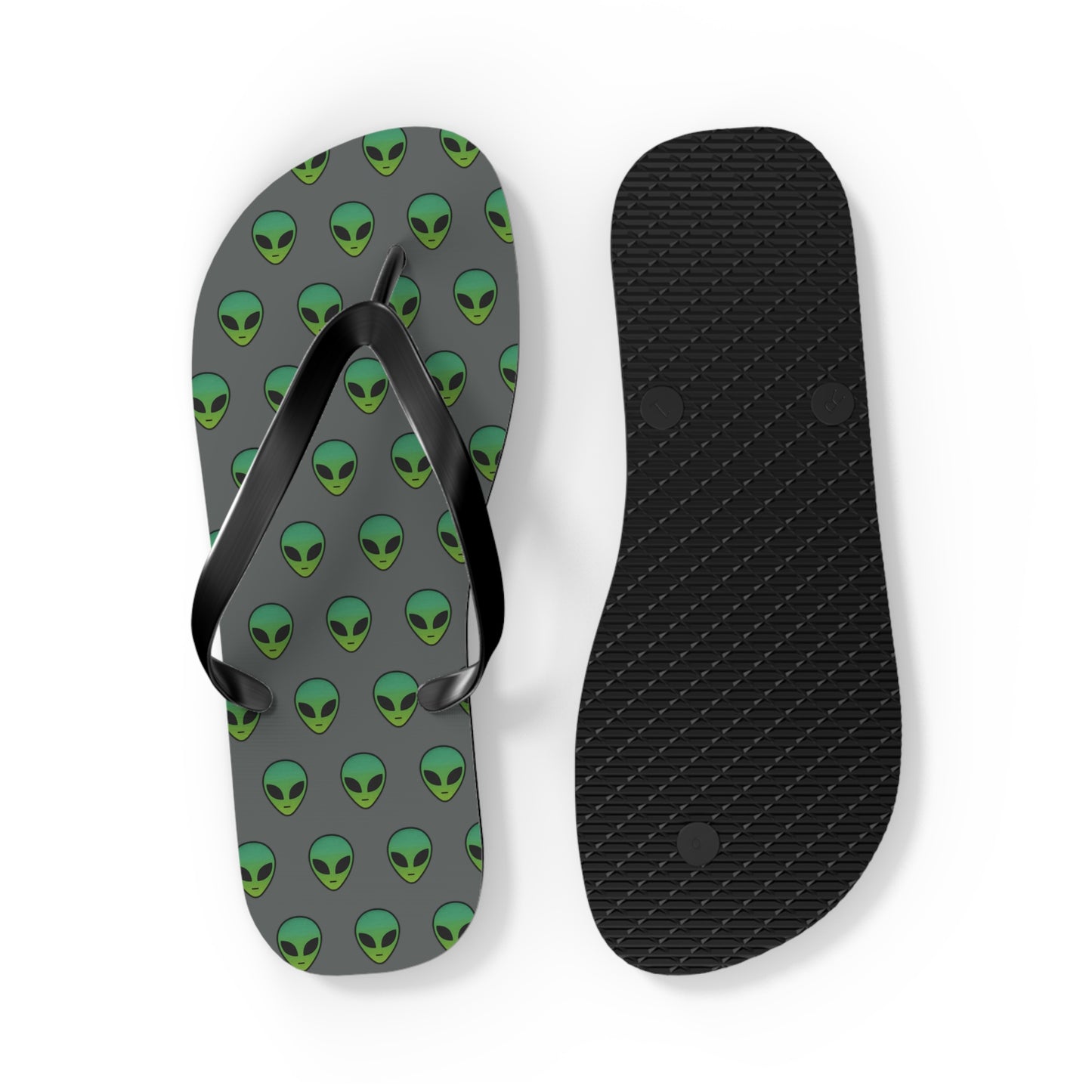 Alien Print Flip Flops, Summer Beach Sandals, Fun Footwear, Vacation Accessories, Unique Gift for UFO Lovers