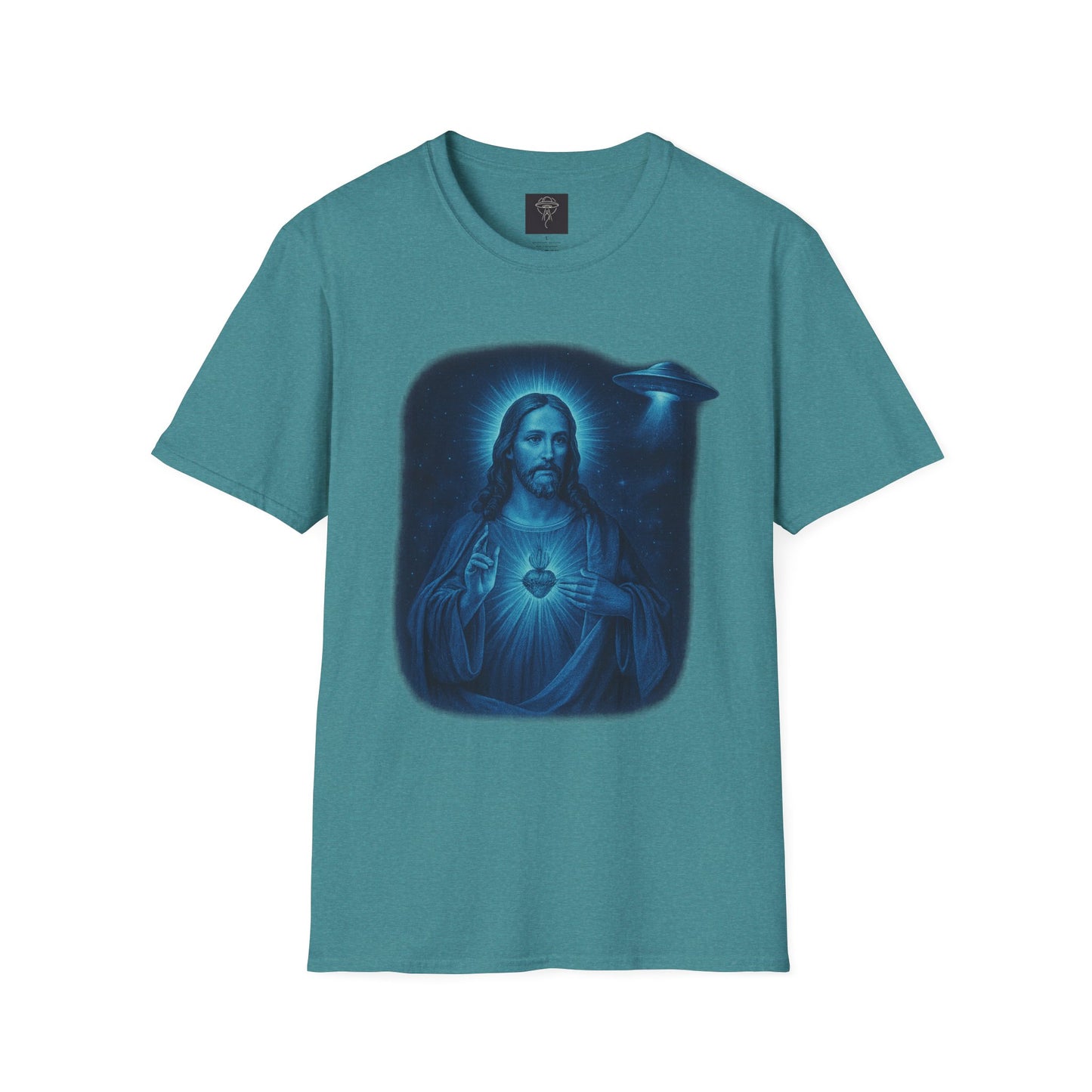 Sacred Glow Unisex T-Shirt, Spiritual Tee, Jesus Graphic Shirt, Inspirational Apparel, Christian Gift, Casual Wear, UFO