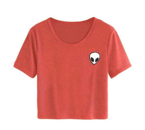 Classic Alien Head Crop Tee – Manches Courtes