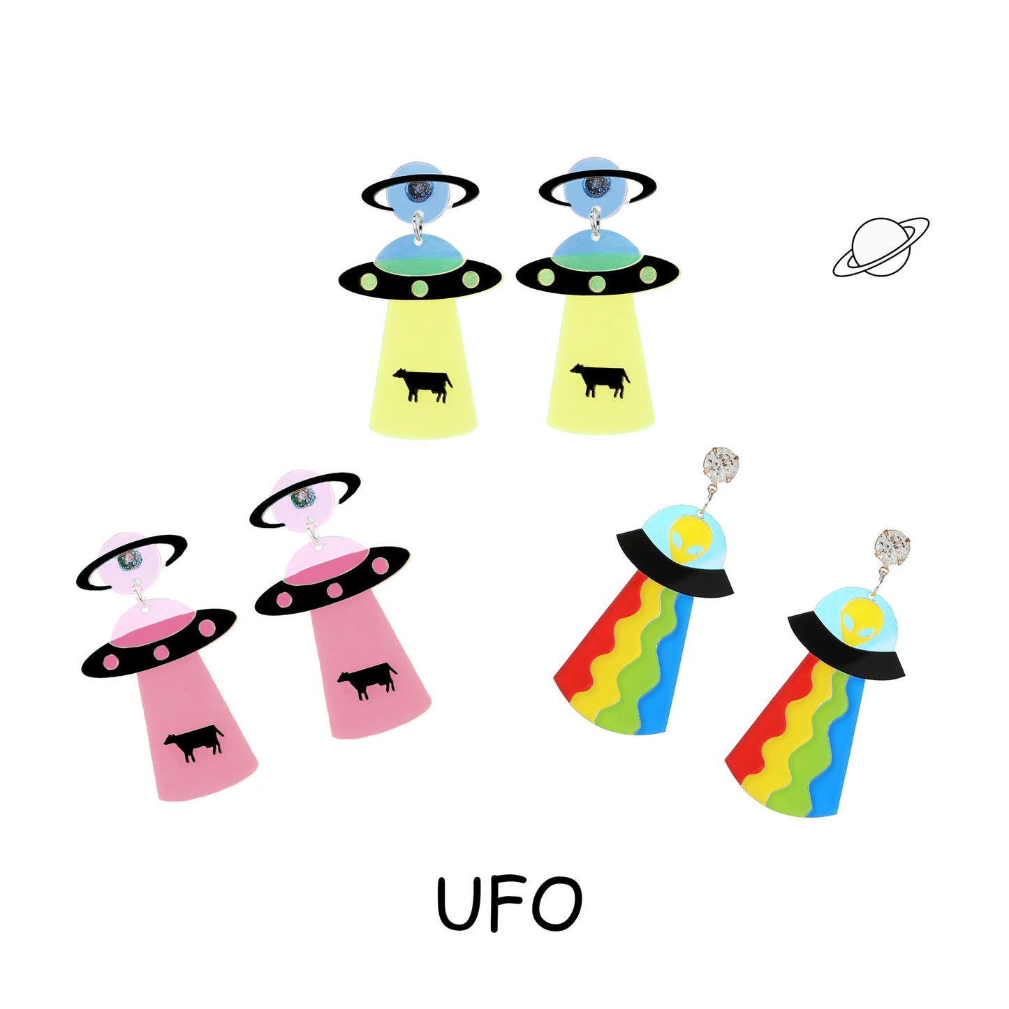 🛸 UFO Alien Drop Earrings – Playful Signals from the Stars