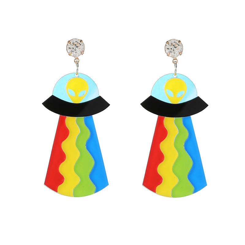 🛸 UFO Alien Drop Earrings – Playful Signals from the Stars