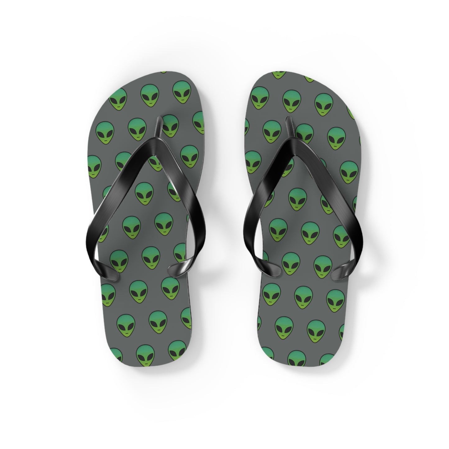 Alien Print Flip Flops, Summer Beach Sandals, Fun Footwear, Vacation Accessories, Unique Gift for UFO Lovers
