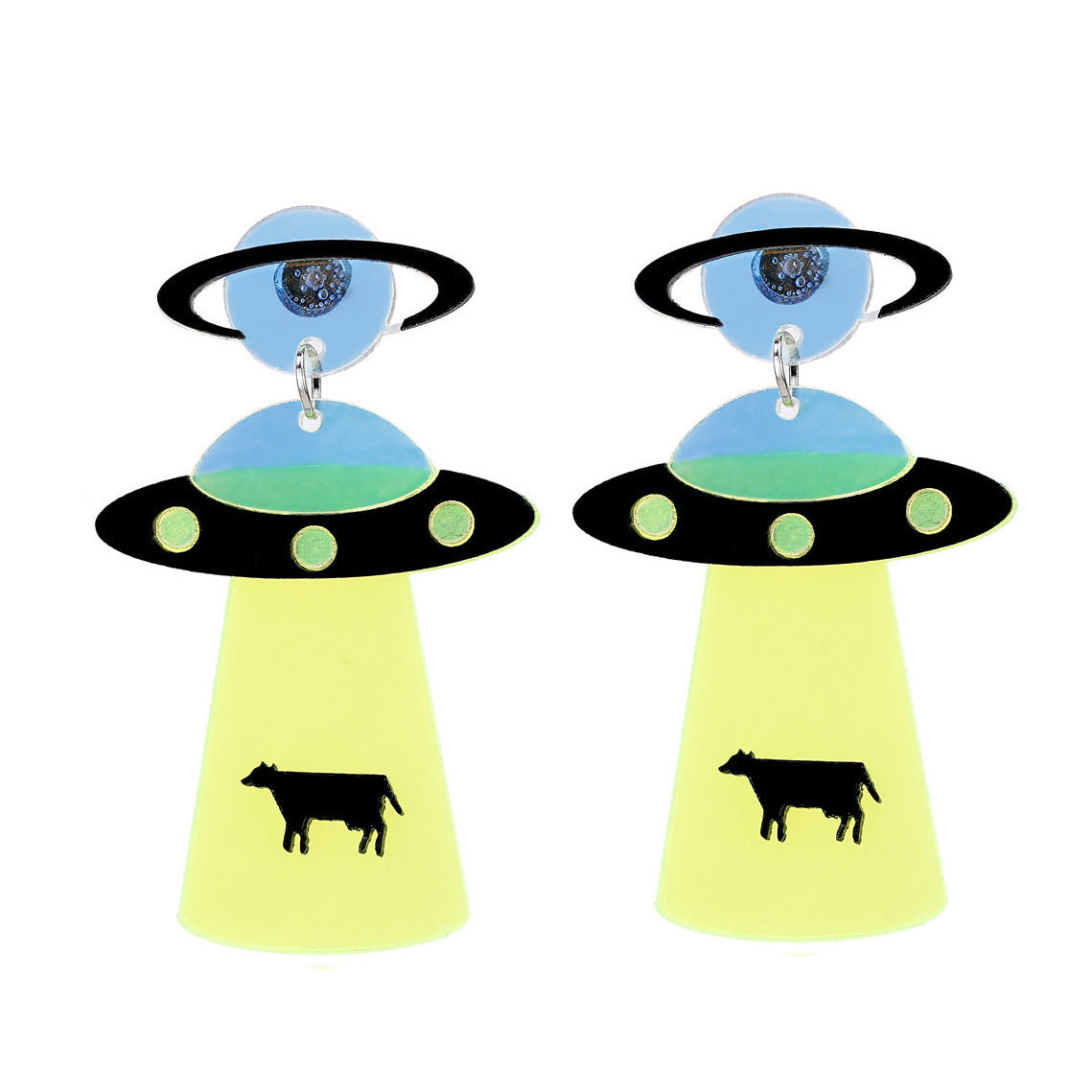 🛸 UFO Alien Drop Earrings – Playful Signals from the Stars