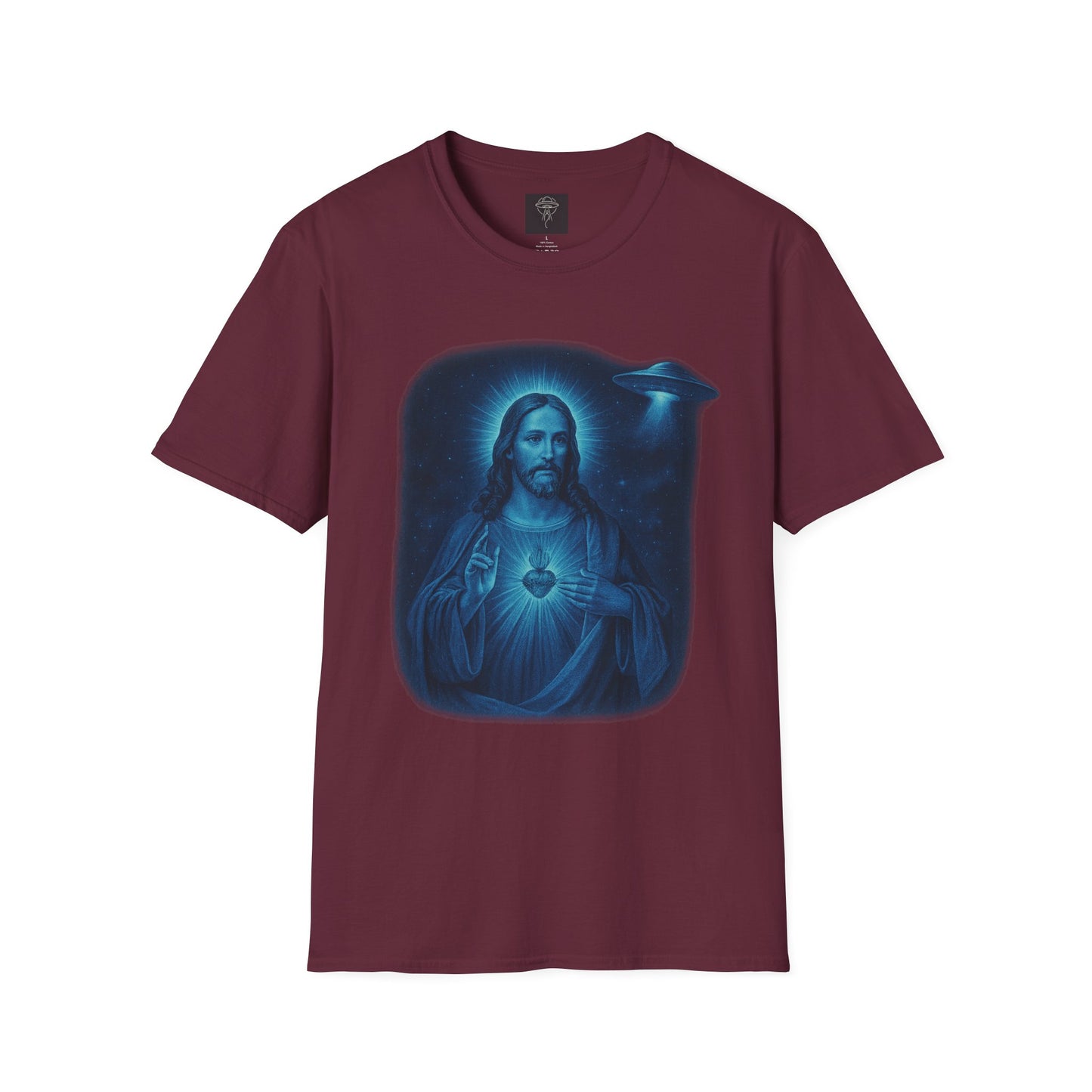 Sacred Glow Unisex T-Shirt, Spiritual Tee, Jesus Graphic Shirt, Inspirational Apparel, Christian Gift, Casual Wear, UFO