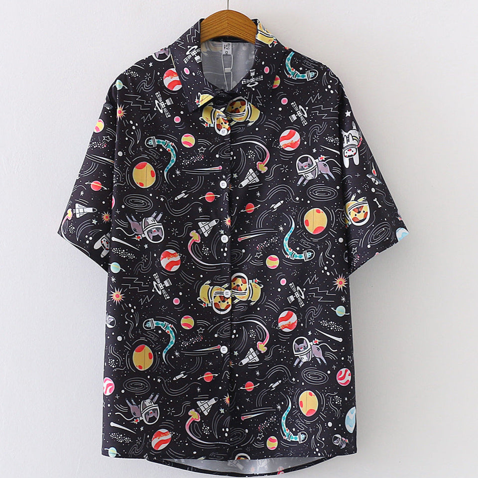 🛸 Spaceship Print Shirt – Style from the Stars