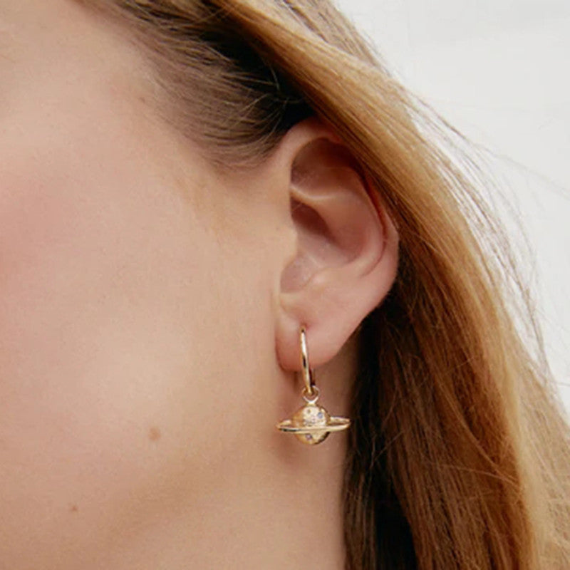 🌠 Celestial Gold Drop Earrings – Planets, Ships & Something Beyond