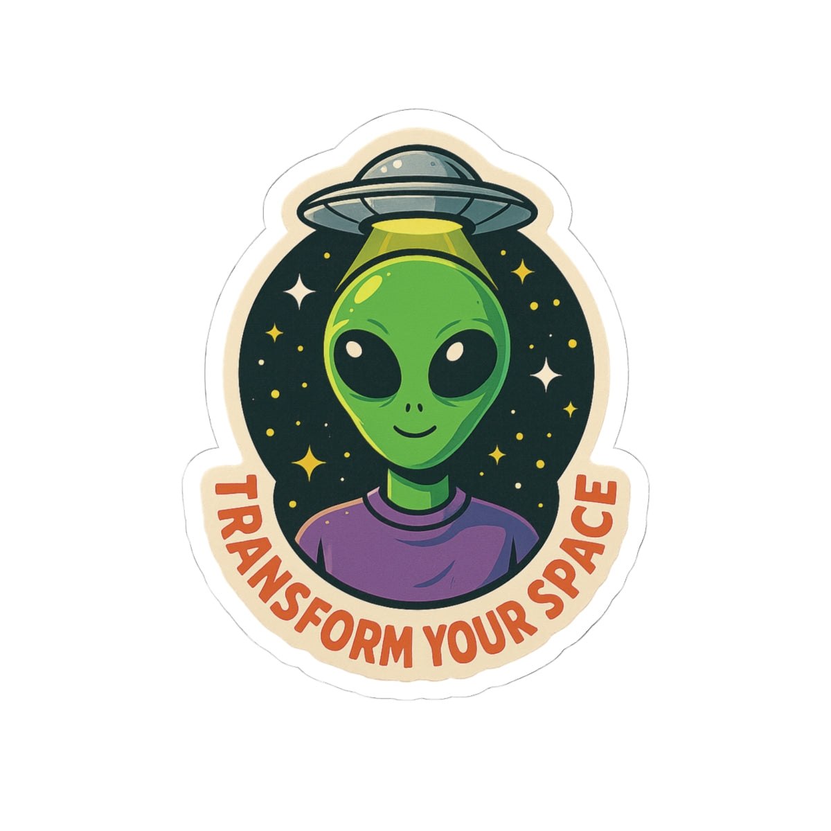 Transform Your Space | Alien Vinyl Sticker Available in 2", 3", 4", and 6" sizes | Square Glossy Kiss-Cut Sticker | Free Shipping