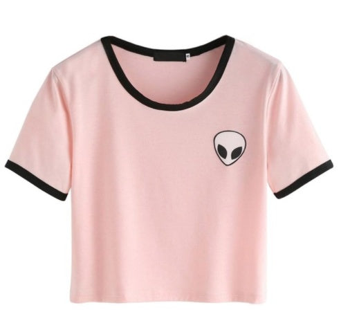Classic Alien Head Crop Tee – Manches Courtes