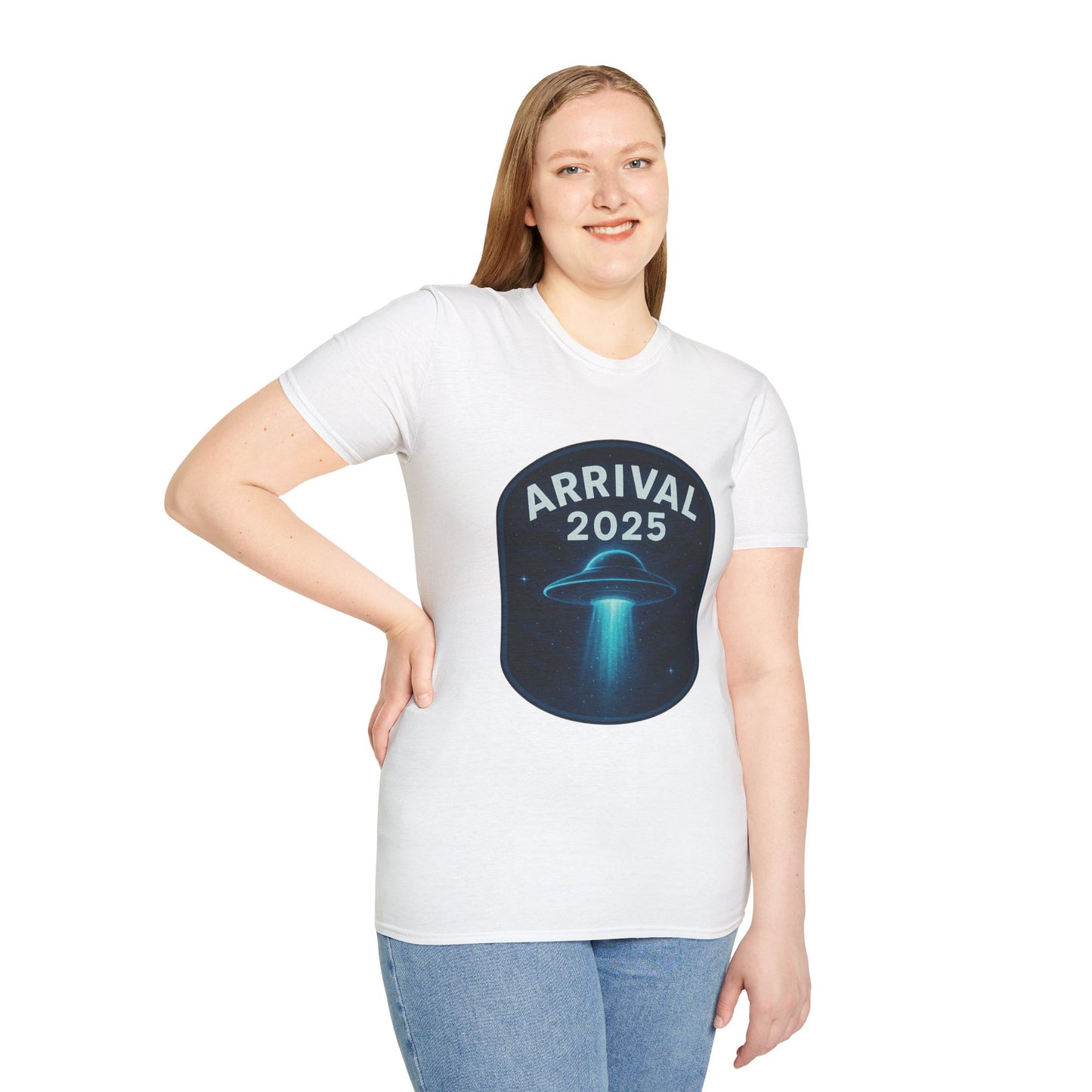Unisex UFO Arrival 2025 T-Shirt, Funny Graphic Tee, Gift for Space Lovers, Sci-Fi Apparel, Alien Enthusiast Shirt, Casual Wear