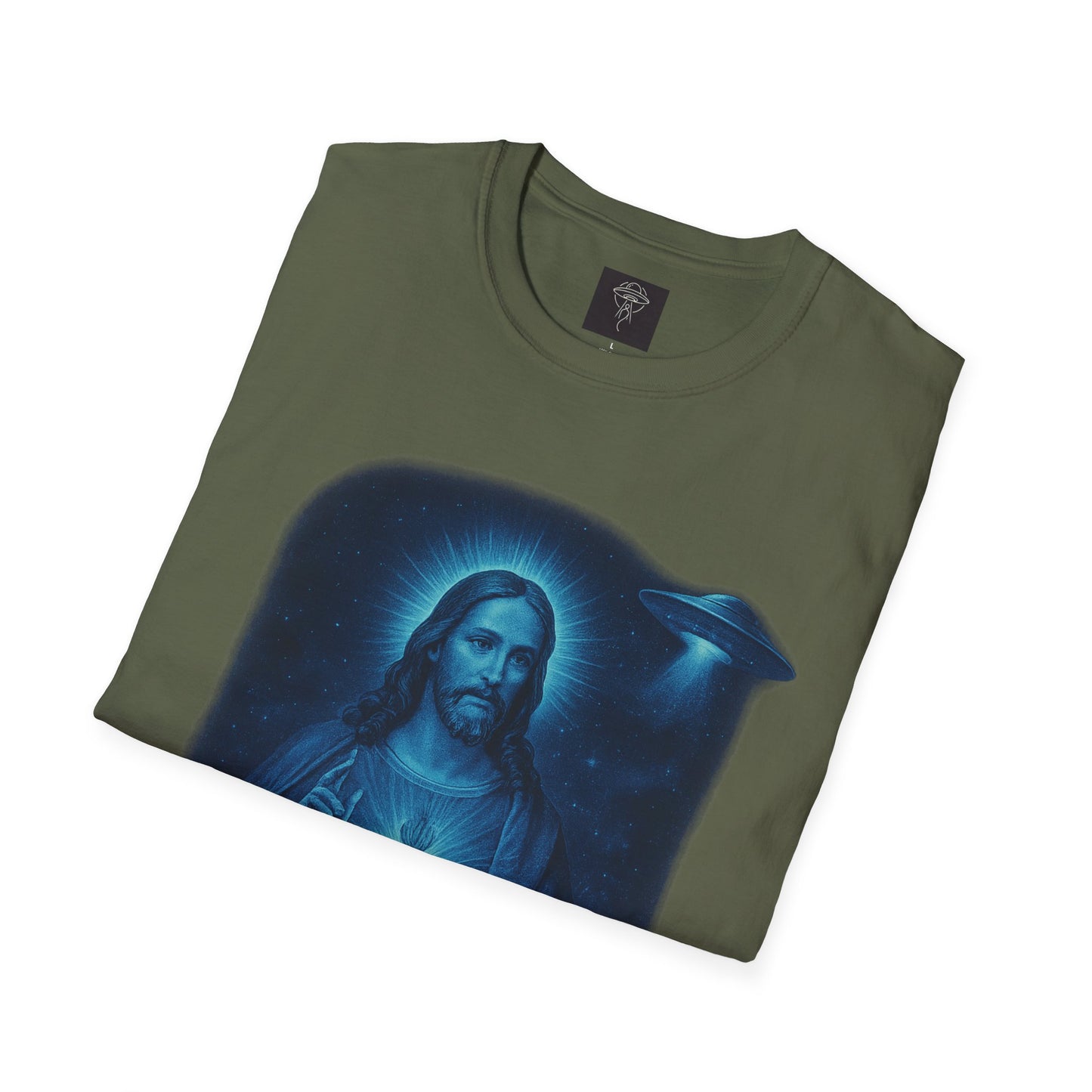 Sacred Glow Unisex T-Shirt, Spiritual Tee, Jesus Graphic Shirt, Inspirational Apparel, Christian Gift, Casual Wear, UFO