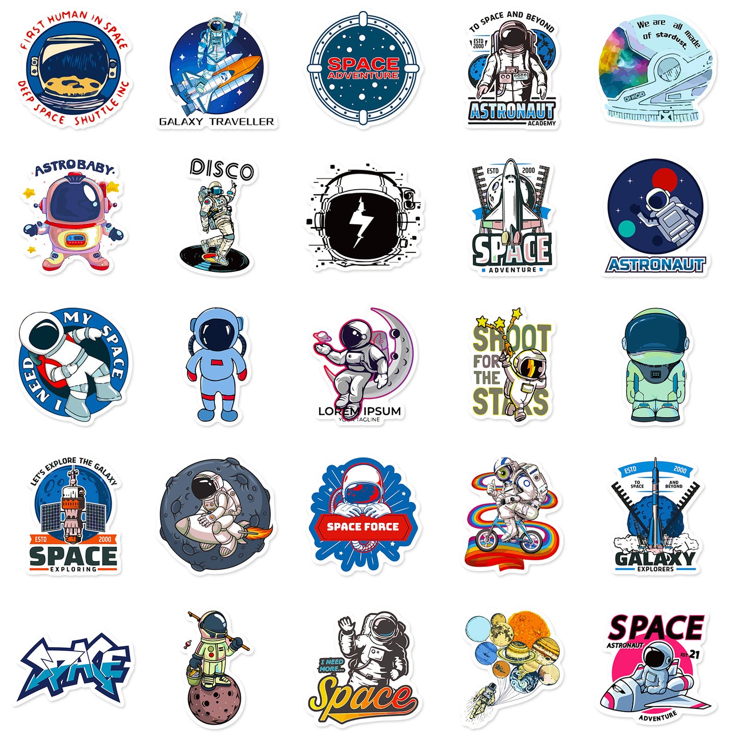 🌍 50-Piece Space & Planet Astronaut Sticker Set – The Universe, in Symbols