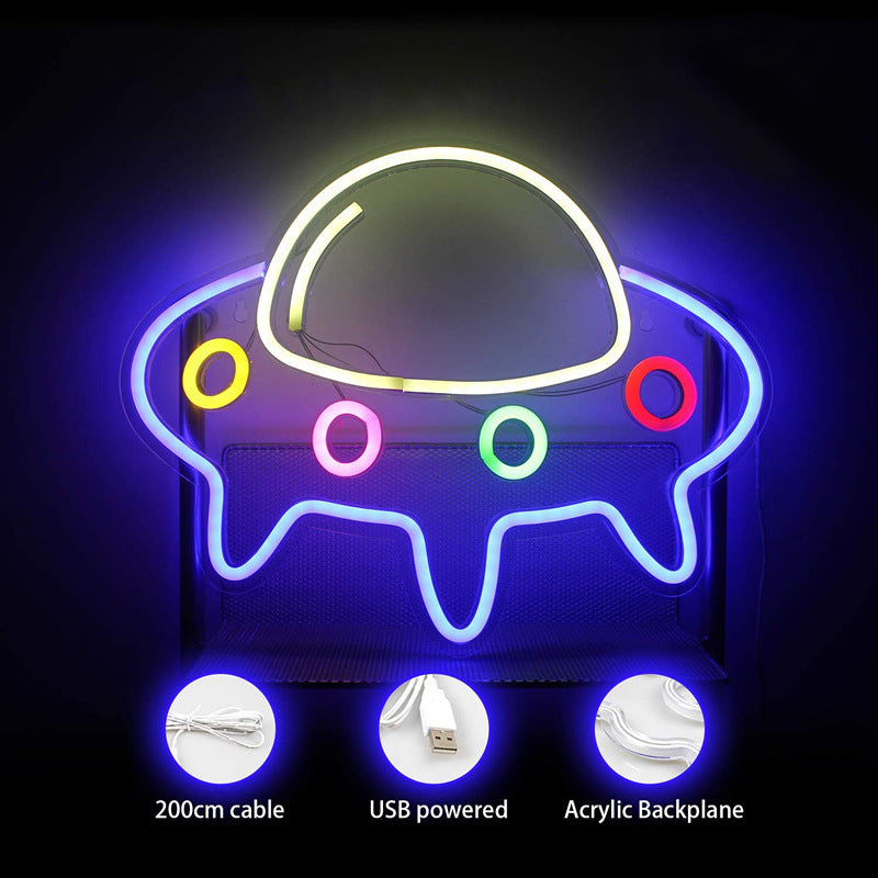 🧑‍🚀 UFO & Spaceman LED Night Light – Peaceful Glow from the Beyond