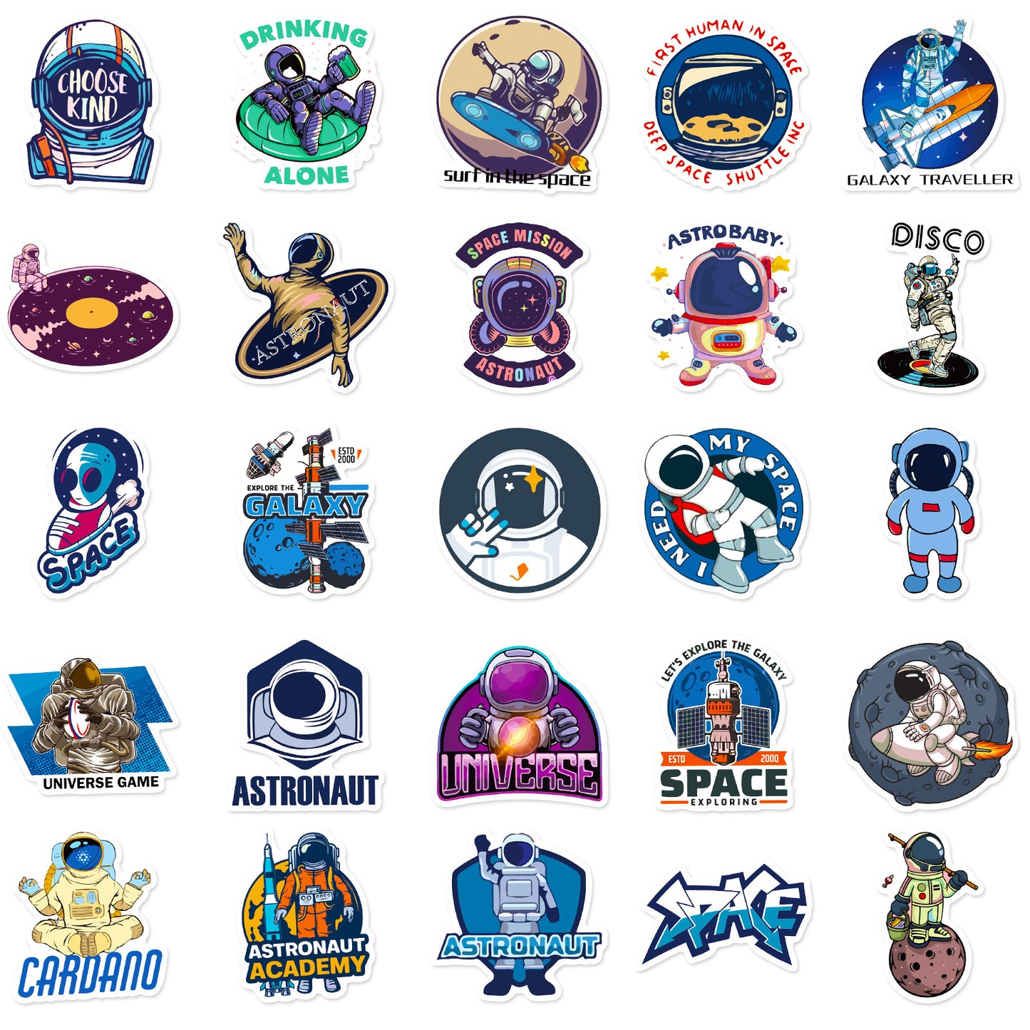 🌍 50-Piece Space & Planet Astronaut Sticker Set – The Universe, in Symbols