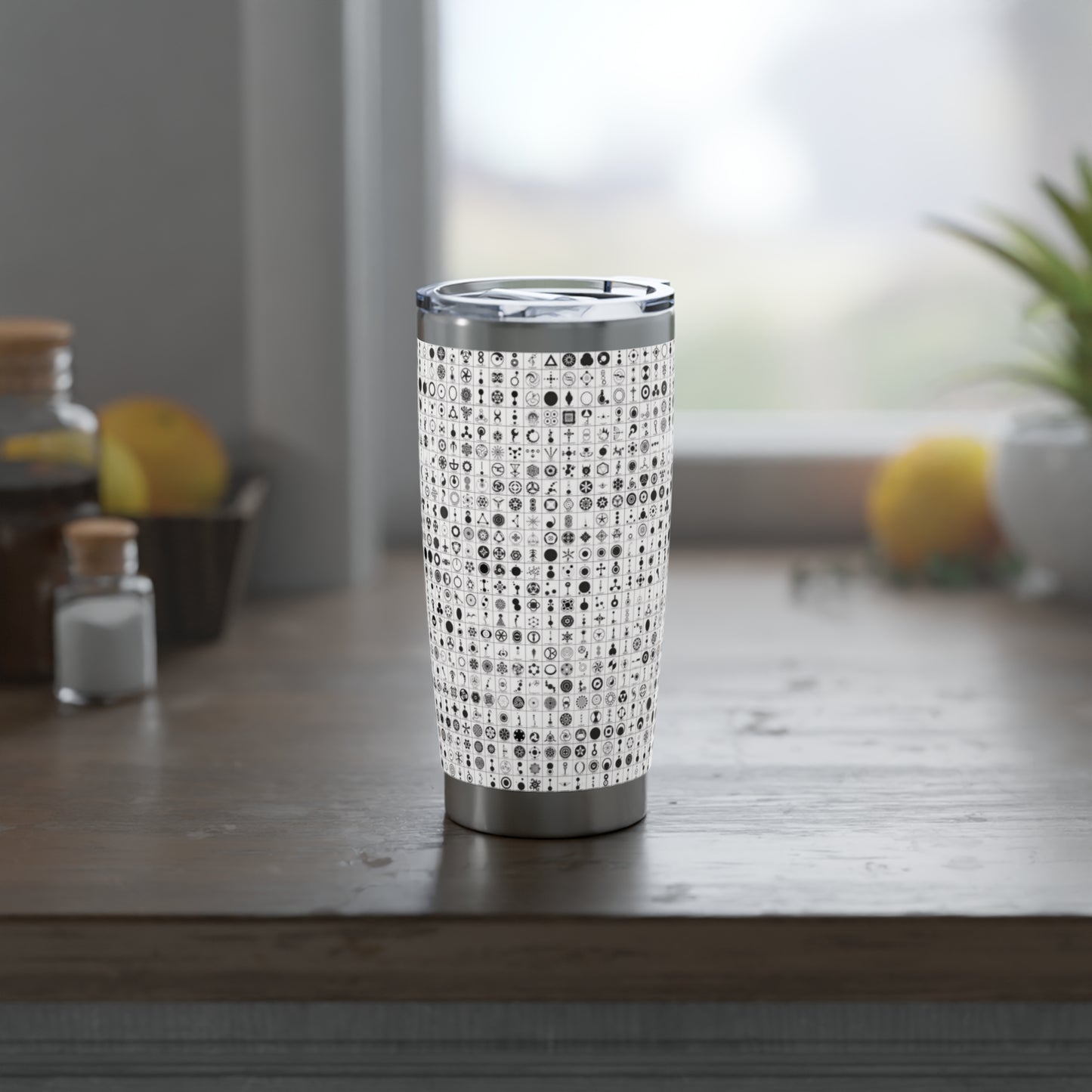 Crop Circles Vagabond 20oz Tumbler, Travel Mug, Stylish Drinkware, Adventure Companion, Unique Gift for Travelers, Modern Design