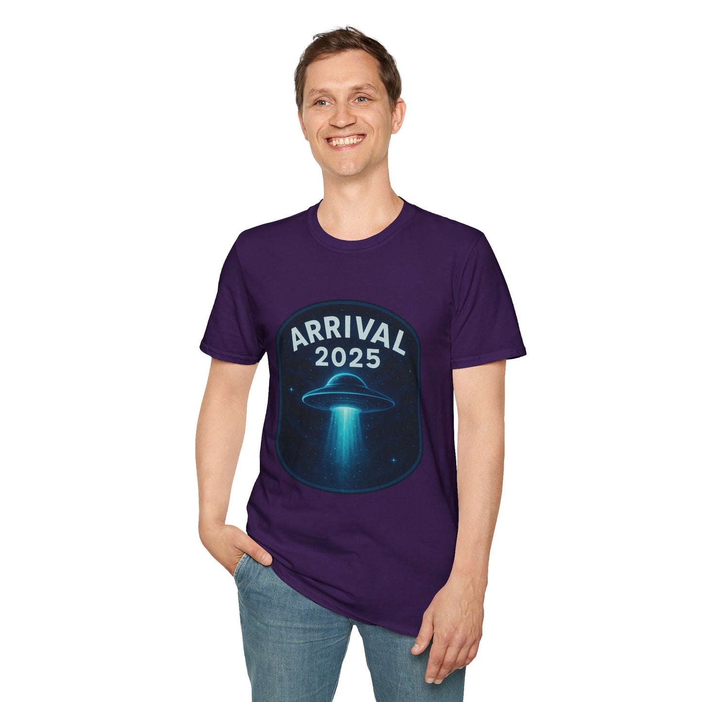 Unisex UFO Arrival 2025 T-Shirt, Funny Graphic Tee, Gift for Space Lovers, Sci-Fi Apparel, Alien Enthusiast Shirt, Casual Wear