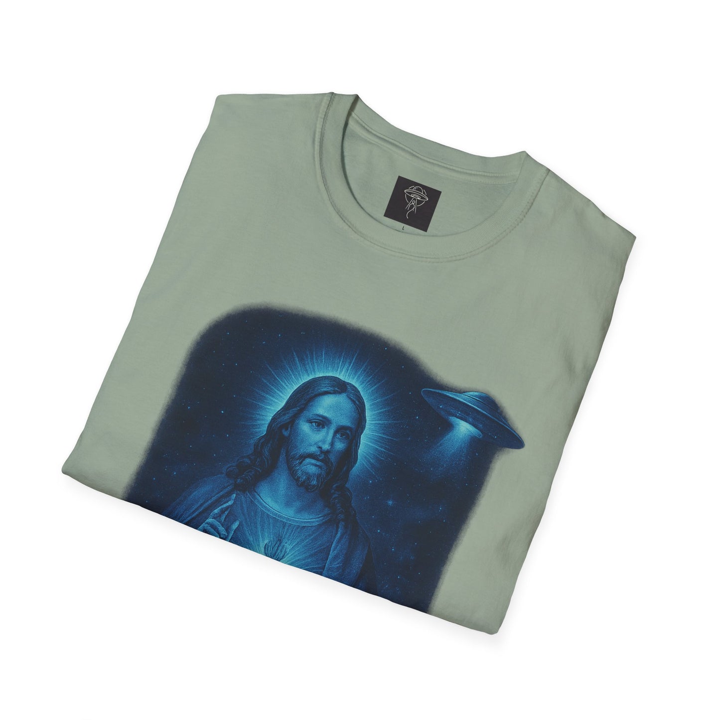 Sacred Glow Unisex T-Shirt, Spiritual Tee, Jesus Graphic Shirt, Inspirational Apparel, Christian Gift, Casual Wear, UFO