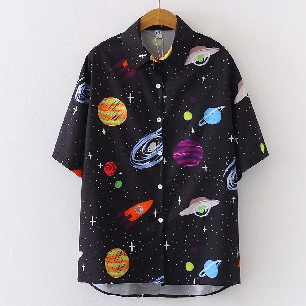🛸 Spaceship Print Shirt – Style from the Stars