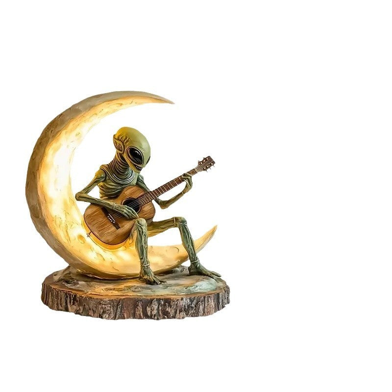 🌙 Alien Guitarist on the Moon – Acrylic Cosmic Decor
