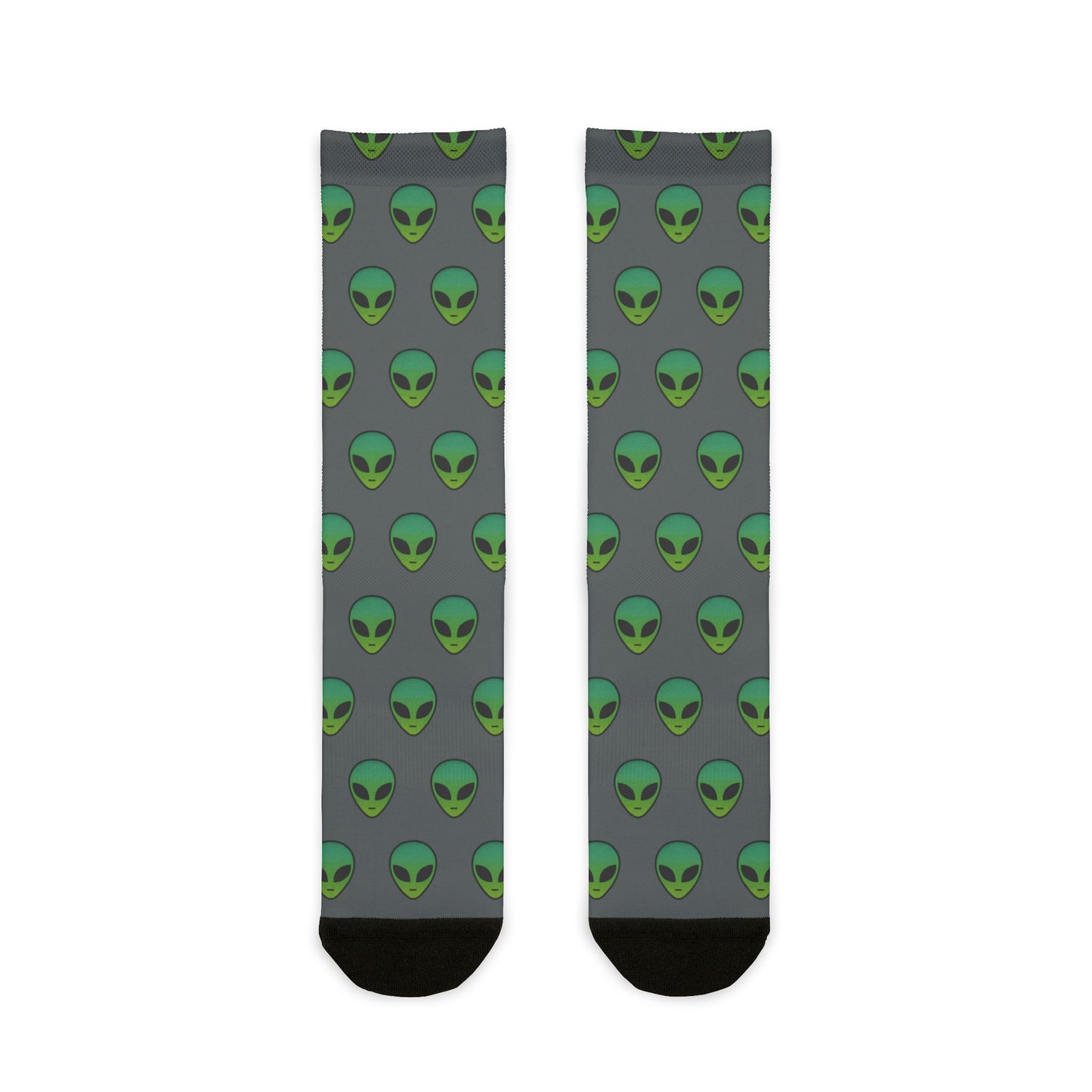 Alien Print Sublimation Crew Socks - Whimsical Socks for Sci-Fi Lovers, Unique Gifts for Holidays, Fun Fashion Accessories