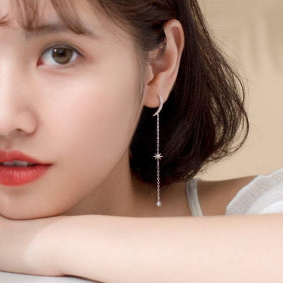 🌙✨ Star & Moon Drop Earrings – Balance in the Cosmos